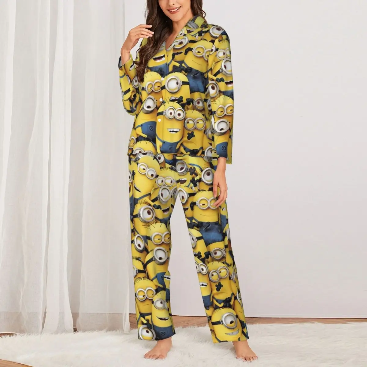 Minions Women Pajamas 2 Pieces Set Loungewear pyjama pour femme