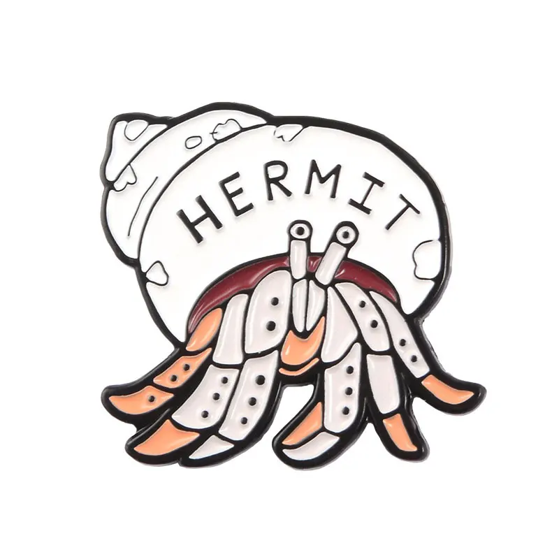 

Hermit Crab Pin Cartoon Animal Enamel Brooches For Women Men Coat Backpack Shirt Lapel Badge Jewelry Gift for Friends