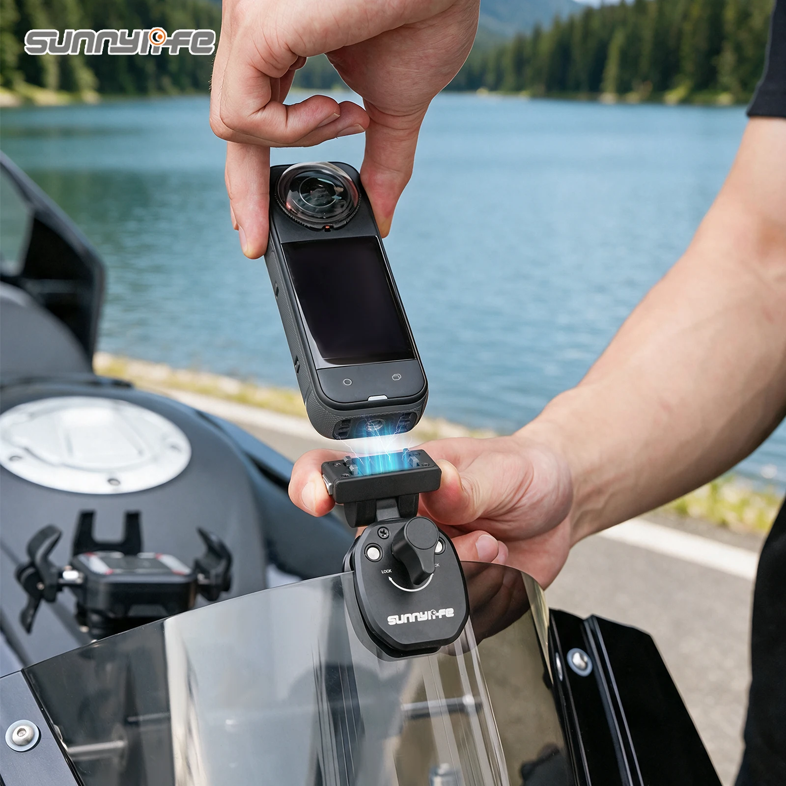 Фото Для DJI Osmo Nano/ACTION 6/5Pro/4/3/2/Insta360 GO Ultra/X4 Air/X5/Ace/Ace Pro2/1 Магнитный зажим для ветрового стекла из алюминиевого сплава №3