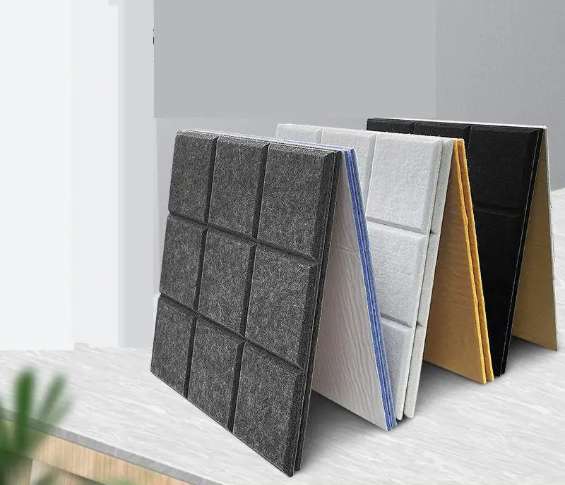 

10pcs/lot 30x30x0.9cm Self-adhesive Polyester Acoustic Wall Sticker Panel Home/bedroom Sound Proofing Panels