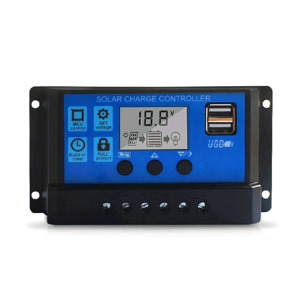 

100A Solar Charge Controller 12V 24V Auto PWM Controllers Digital LCD Display Dual USB Output Solar Charger Controller