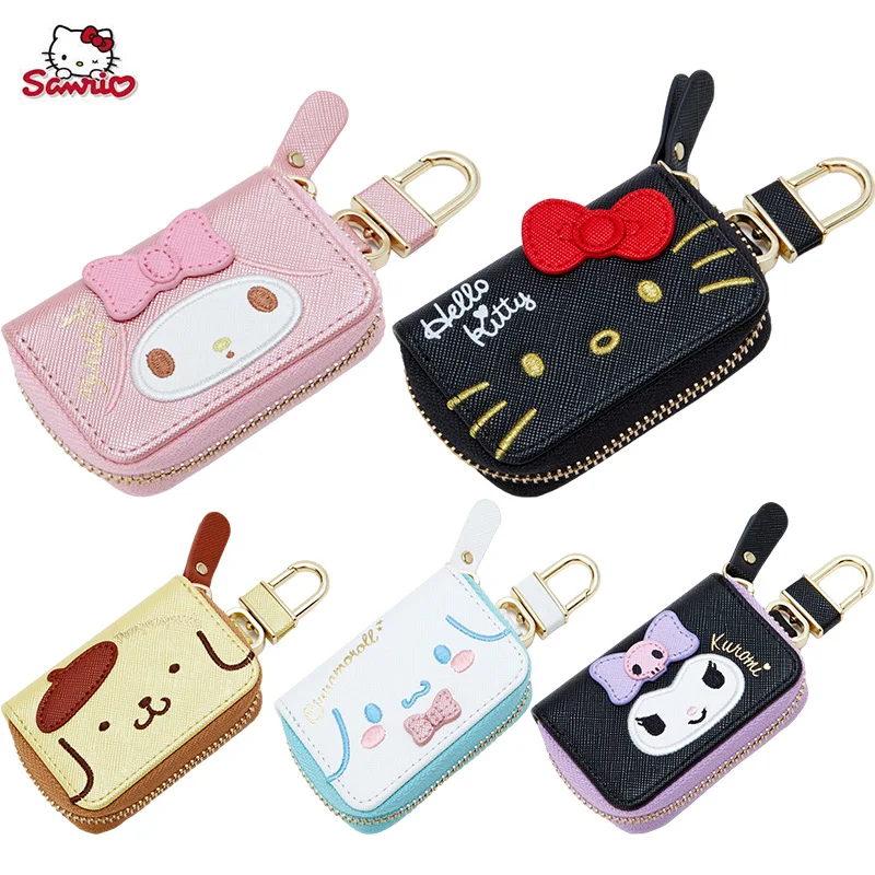 

New Kawaii My melody Kuromi Cinnamorol Kt Cat Cartoon Car Key Case Cute Pu Zipper Bag Christmas Gift