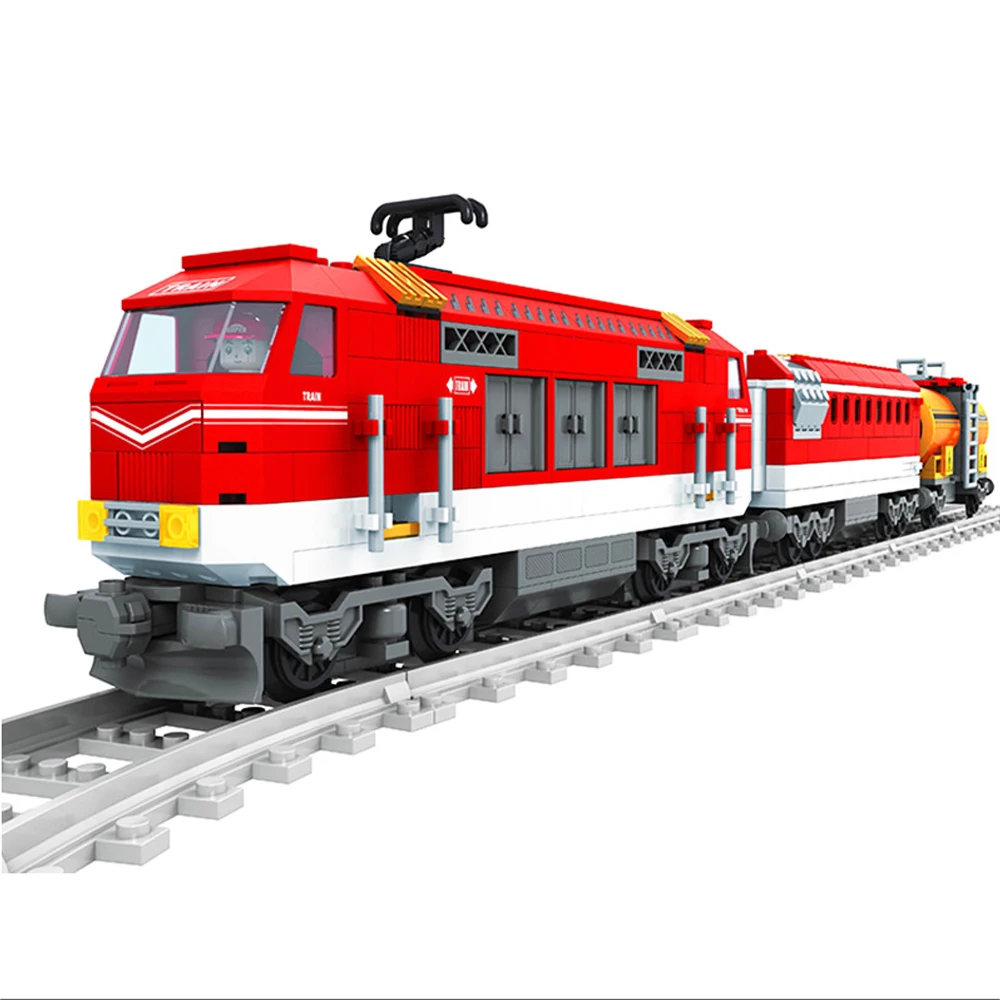 

AUSINI 25807 588pcs City Series Train With Tracks Building Blocks Railroad Conveyance Kids Model Bricks Toys For Children