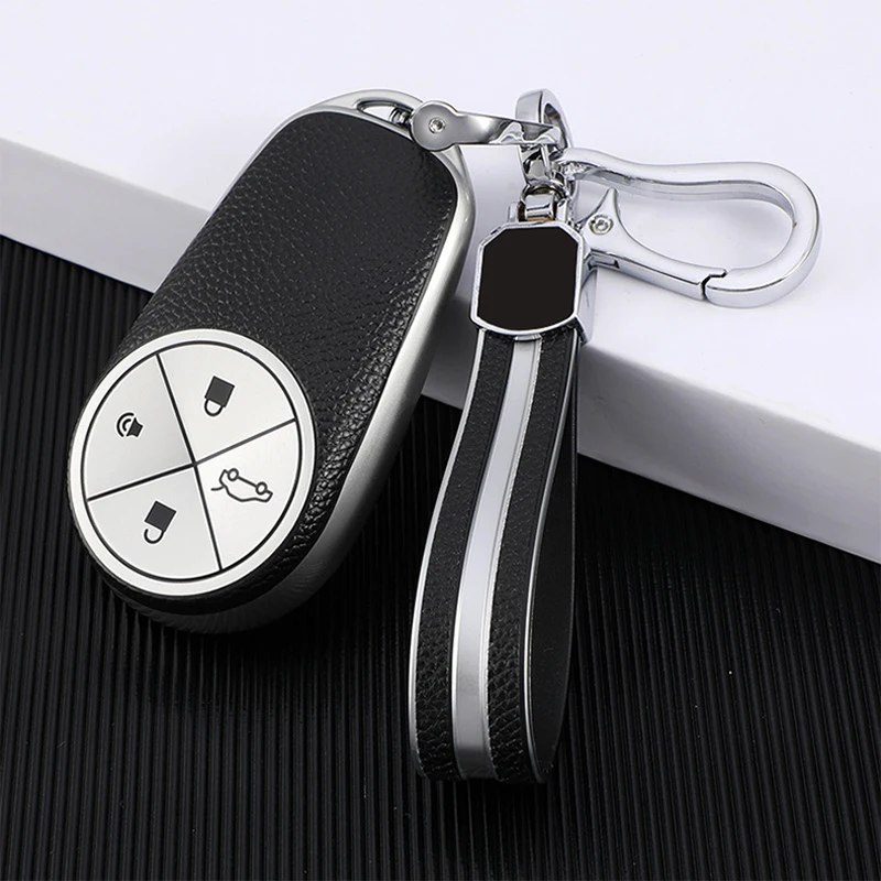 

TPU+Leather 3 Button Car Key Case Cover For Nio Es6 2019 Es8 2018 Car Holder Shell Remote Cover Colorful Car-Styling Accessories