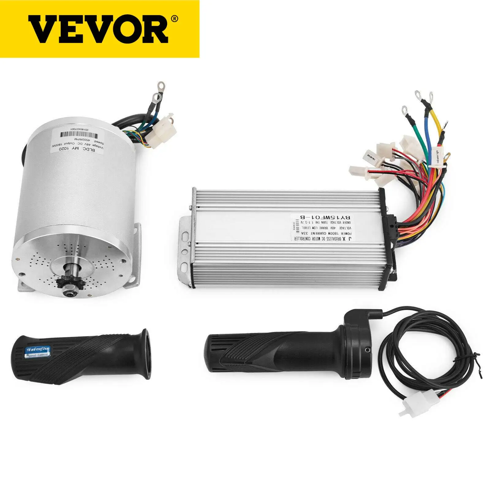 

VEVOR Brushless DC Motor Electric Bikes Motor 500W-3000W 36V-72V With Speed Controller & Charger for E-Scooters Go-Karts E-Bike