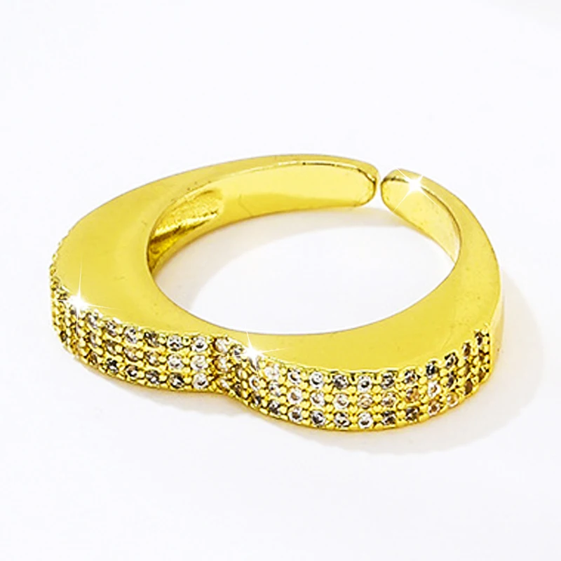 

Korean Popular Irregular Geometry Ring for Women Opening Adjustable Trend Star Love Heart Inlay Exquisite Zircon Fashion Rings