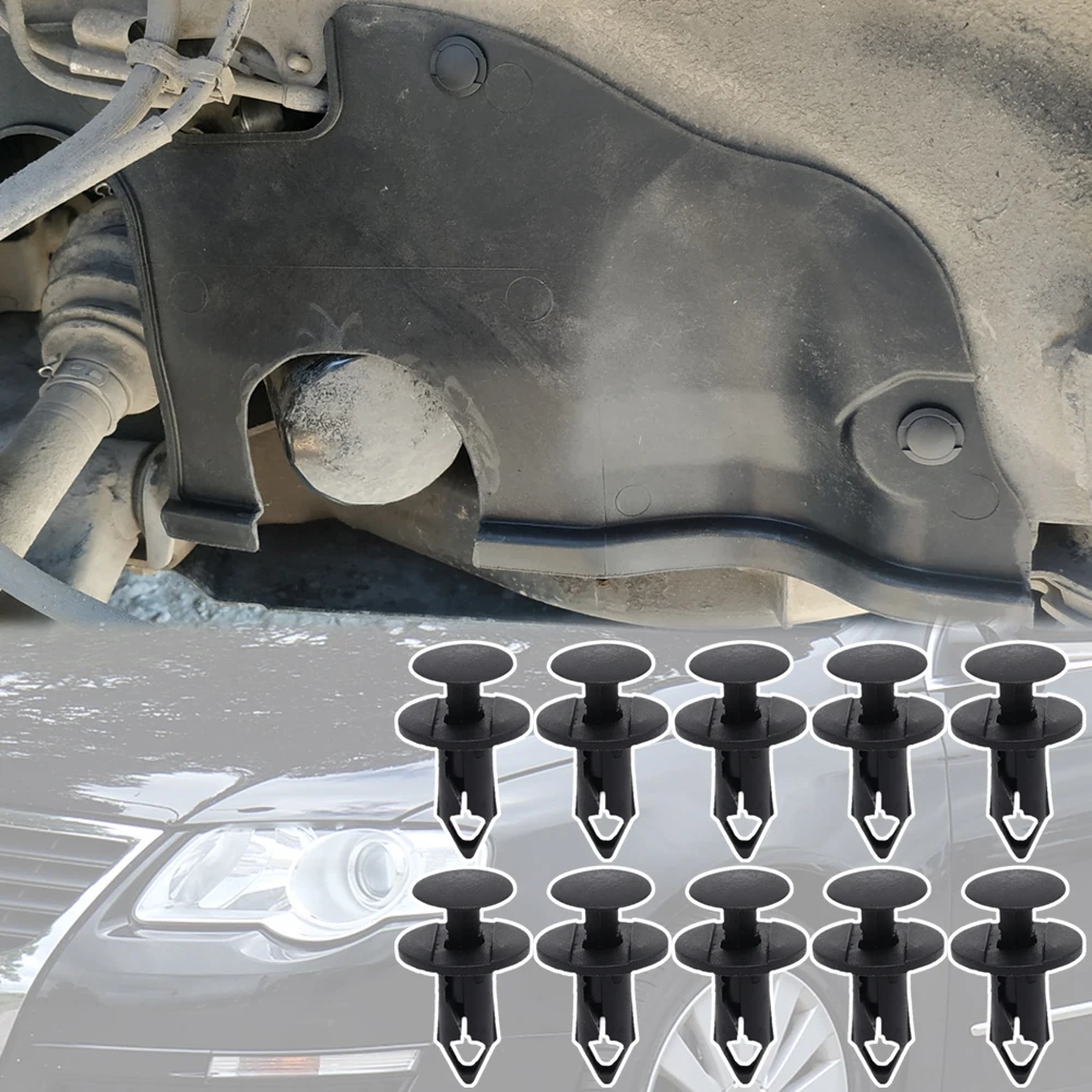 10 шт. для VW Passat B6 B7 2005 2006 2007 2008-2014, брызговик двигателя под полкой, зажим для поддона, подкладка кузова, фиксирующая заклепка для ковра