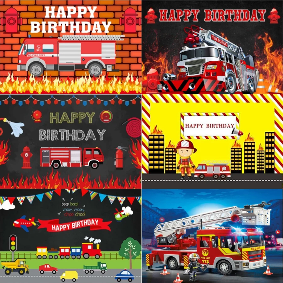 

Фон для фотосъемки пожарная станция пожарный грузовик Мальчик День рождения душ Вечеринка фон торт разбивание фотостудия фотосессия