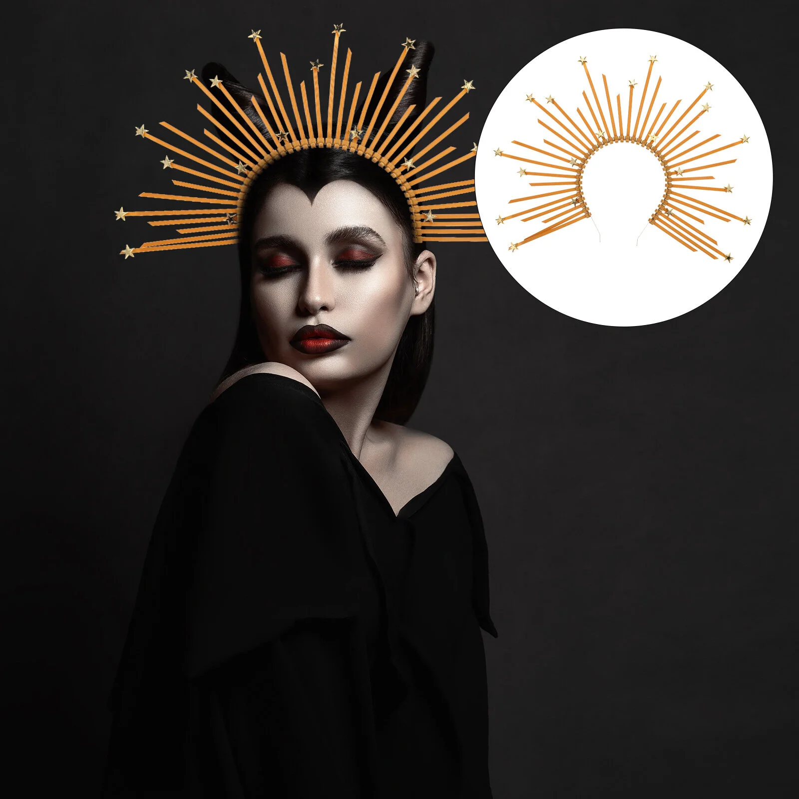 

The Witch Lady Halo Headband Festival Photo Prop Women Hair Metal Crown Plastic Bride Vintage Accessories