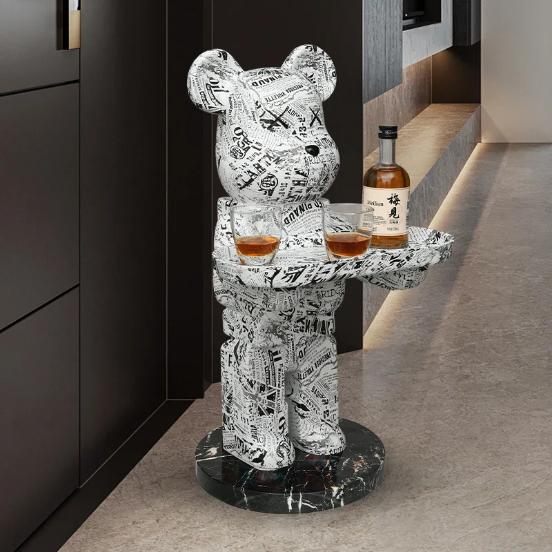 

Bearbrick Violent Bear 72CM Building Block Bear Living Room Figure Ornaments Nordic Floor Pallet Decoration beside TV Cabinet