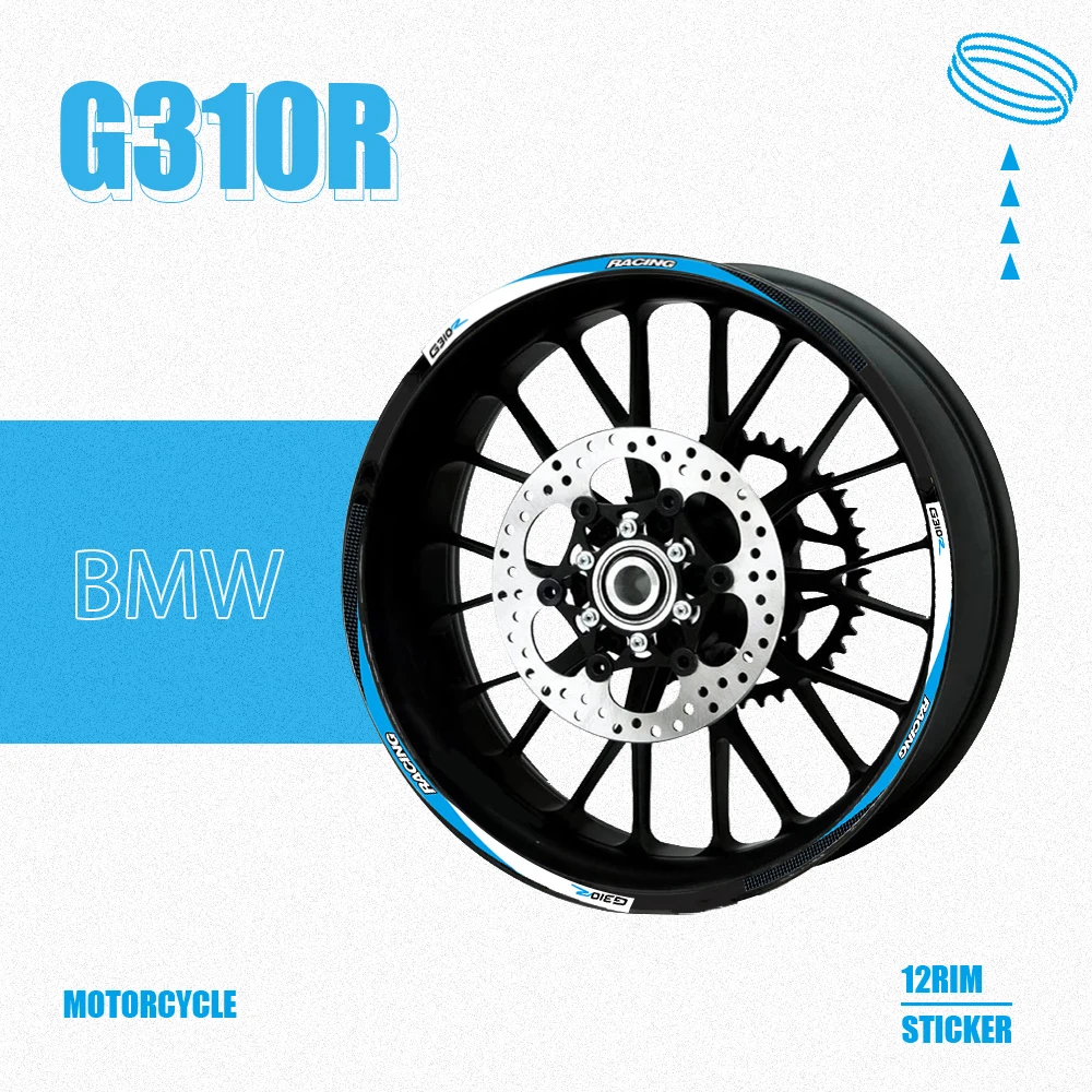 

12pcs For BMW G310R G310 R G 310R Motorcycle Reflective tire decals Wheels Moto Stickers decoration protection rim sticker