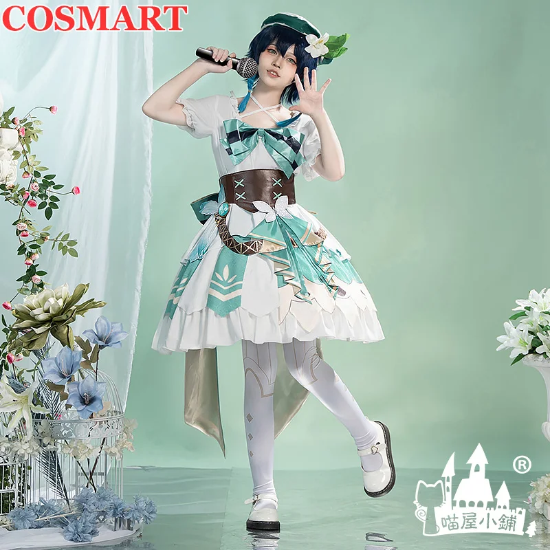 

COSMART Genshin Impact Venti SJ Униформа Повседневная мода Лолита Косплей Костюм Хэллоуин вечеринка наряд для женщин новый