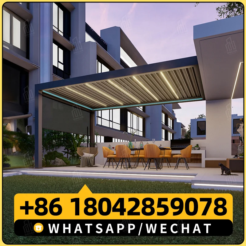 Водонепроницаемая беседка моторизованная 4x3 уличная тент садовый навес жалюзи