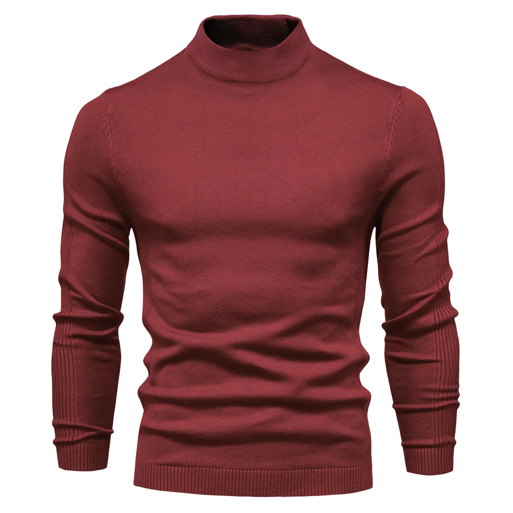 

2023 New Winter Quality Thickness Pullover Men Casual O-neckSolid Color Long Sleeve Slim Warm Men's Sweater Pull Male Clothing