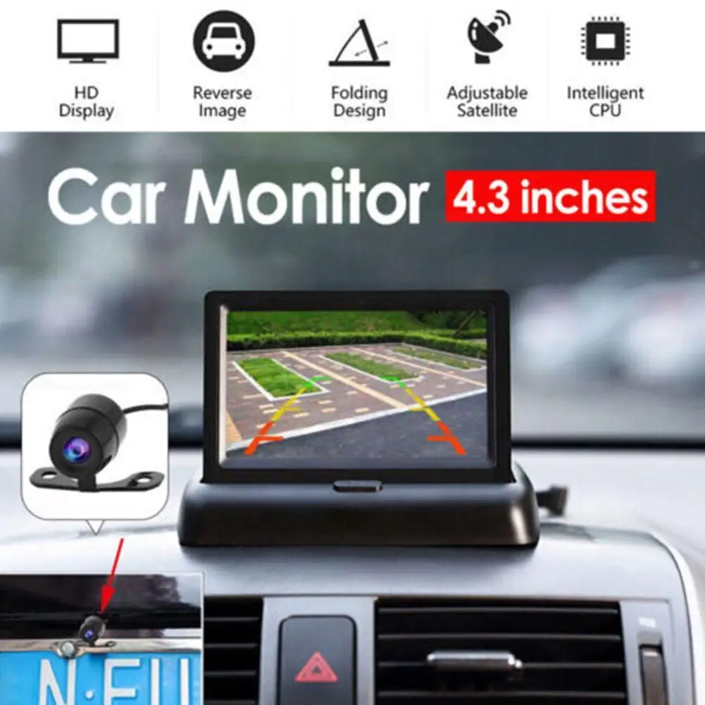 

4,3 дюймовый Tft ЖК-экран для транспортного средства, автомобильный монитор, монитор заднего вида, монитор для парковки заднего вида, 2-канальный видеовход, камера заднего вида O1r4