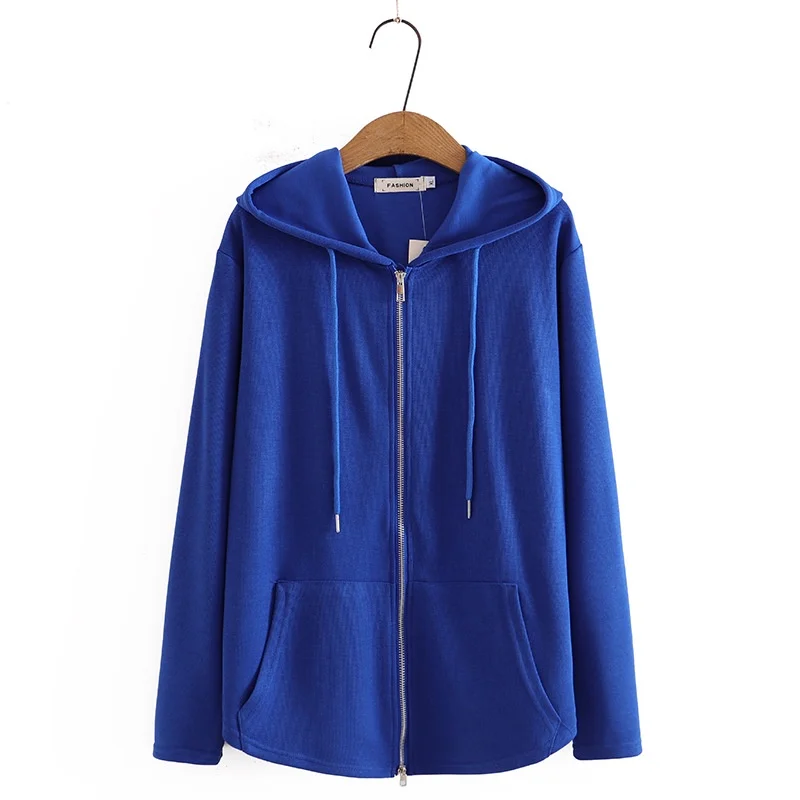 

Plus Size XL-4XL Women's Hooded Hoodies Long Sleeved Zip Up Solid Color Sportswear Outerwear