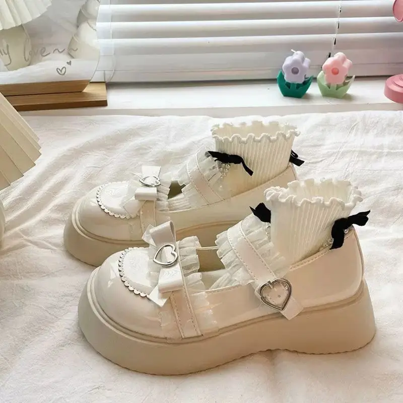 Sweet bowknot small leather shoes Spring 2023 new versatile shallow single shoes