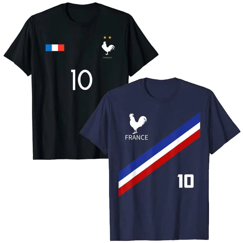 

France Jersey Number Ten Soccer French Futbol Club T-Shirt Football Lover Apparel Graphic Tee Tops Sportswear Outfits
