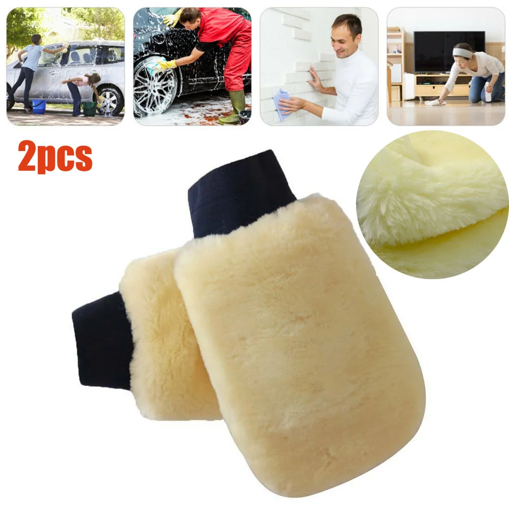 

2 PCS Car Cleaning Gloves Superfine Fiber Imitation Wool Interior & Exterior Auto Detailing Cleaning Glove Tool