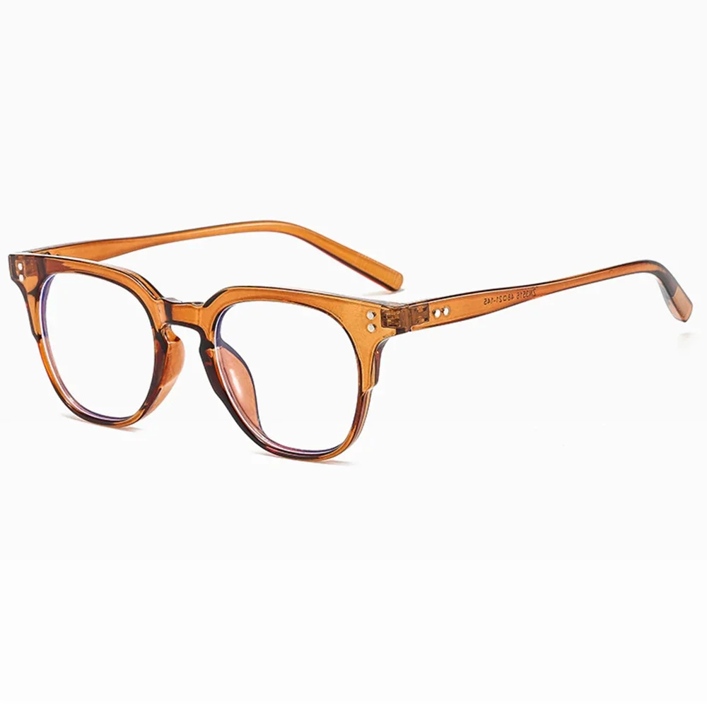 Light Brown Flat-topped Round Vintage Literary Full-rim Photochromic Progressive Multifocal Reading Glasses +0.75 To +4