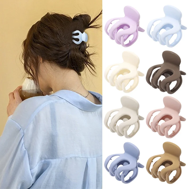 

Matte Hairpin Frosted Jelly Color Crab Hair Clip Pumpkin Shape Medium Hair Claw Morandi Acrylic Barrettes Girls Hair Accessories