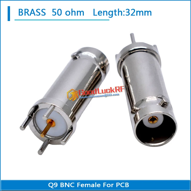 

High-quality Q9 BNC Female Plug solder cup PCB 32mm lengthen Nickel Plated 50 ohm Brass RF Connector Coaxial Adapters