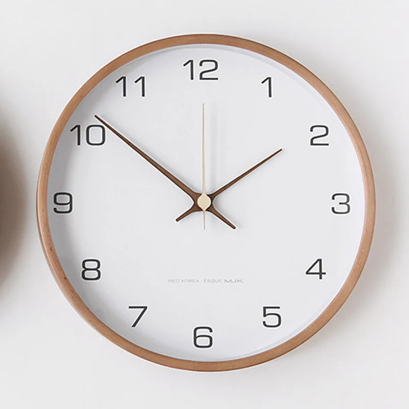 

Ubaro Wooden Korean Style Wall Clock Mute Movement With Simple Modern Design Living Room Decoration Luxurious Timepiece 14 Inch