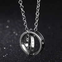 simple and fashionable pure steel necklace with titanium steel chain set with rhinestones