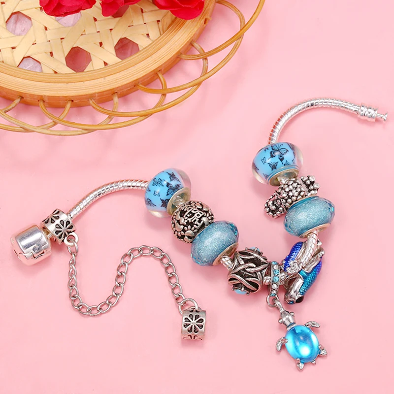 Синяя Черепаха и ящерица бусина с подвеской Альпака DIY Рождественский Шарм