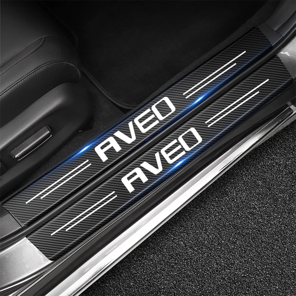 

4Pcs For Chevrolet Aveo T200 T250 T300 2019 2020 2021 2022 Carbon Fiber Car Door Sill Threshold Sticker Protector Accessories