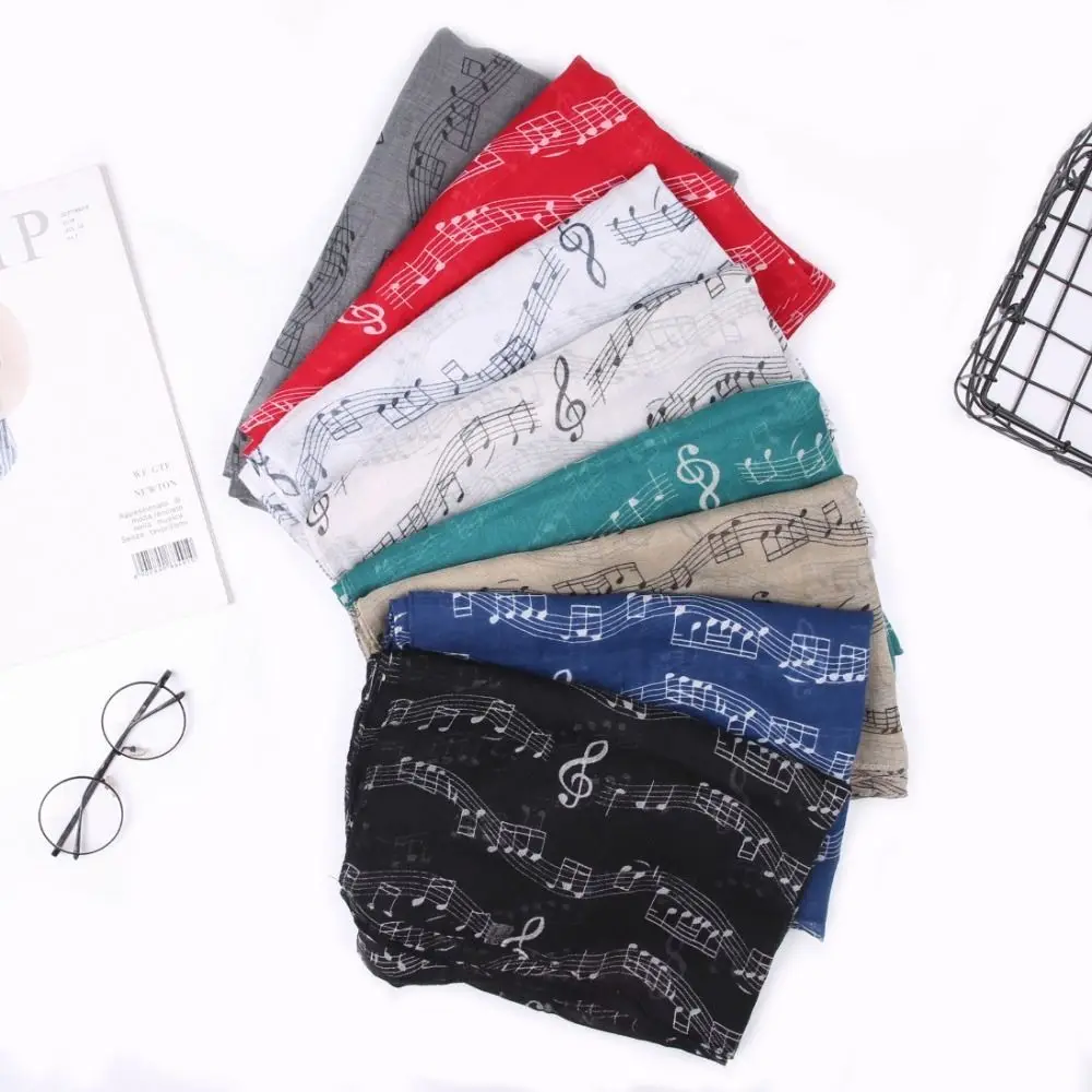 Красочный шарф с принтом музыкальной ноты 180*80 см хлопковая вуаль шаль нотой и