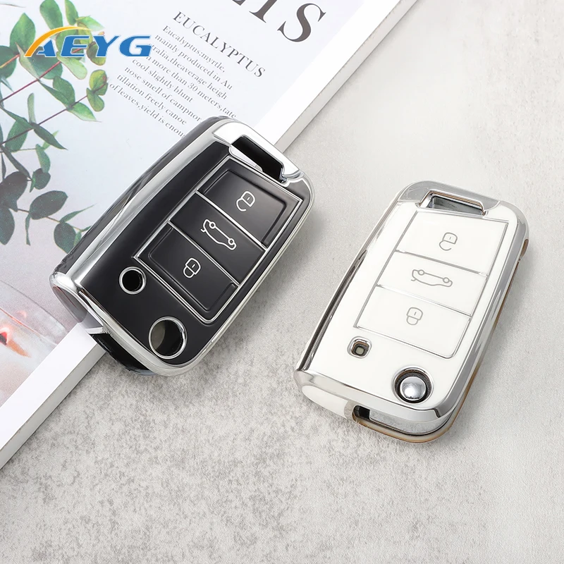 

Soft Car Key Case Cover For VW Volkswagen Golf 7 MK7 Tiguan MK2 For SEAT Ateca Leon FR 2 Ibiza For Skoda Octavia Fob Accessories