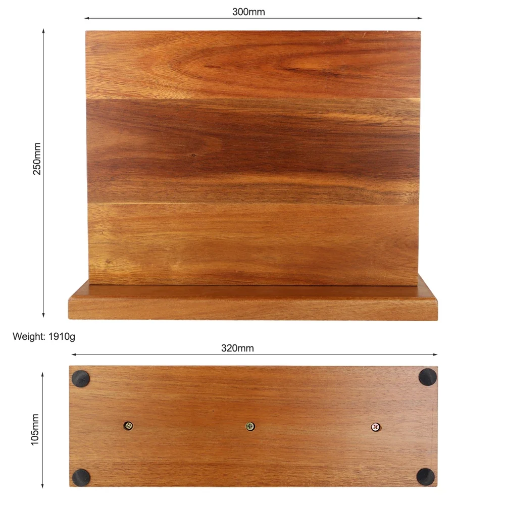 Двусторонний магнитный блок ножей из дерева акации набор держатель магнитная