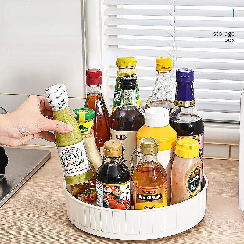 Вращающаяся на 360 ° полка для хранения специй кухонный поднос косметическое