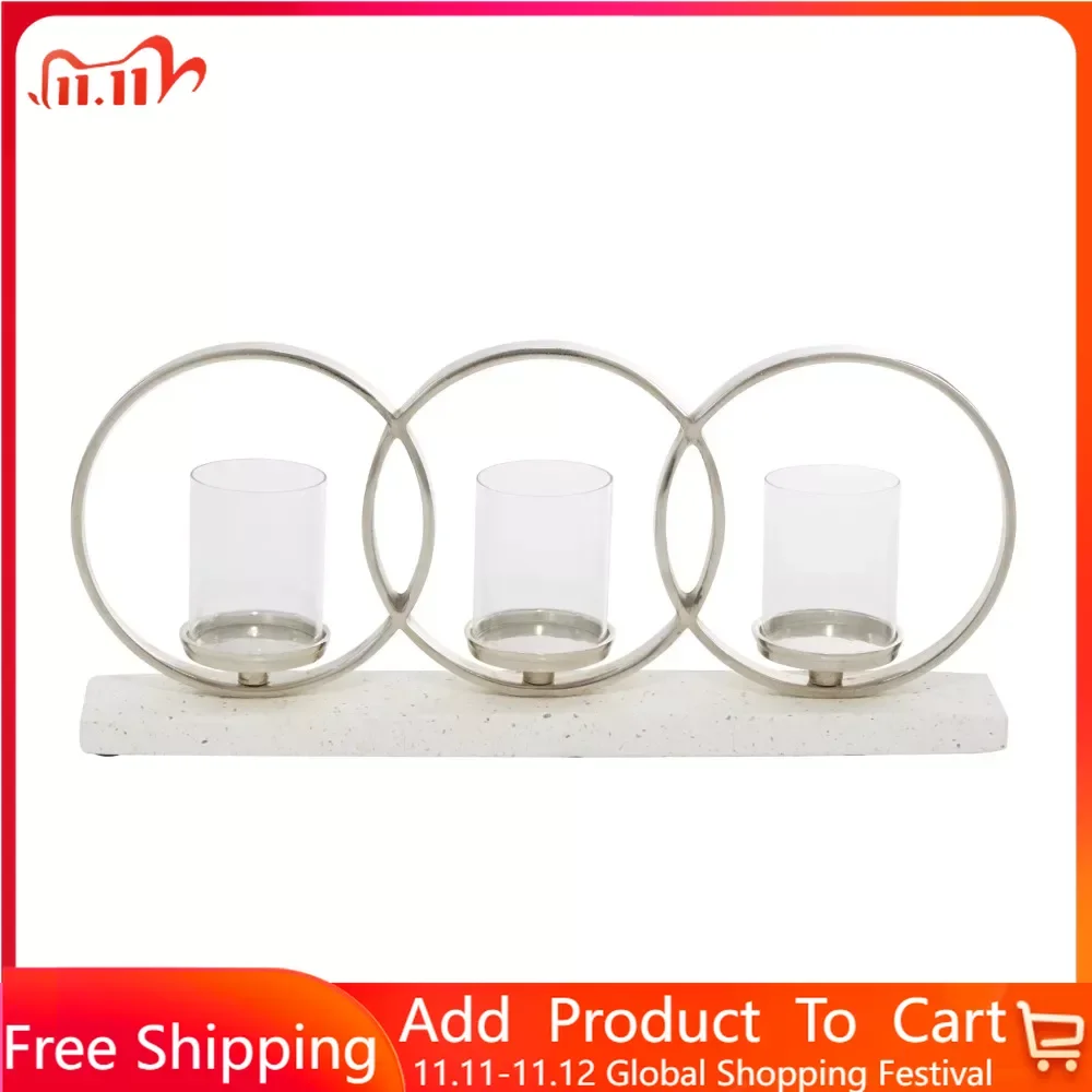 

Candles Home Decoration 3 Holder White Aluminum Pillar Candelabra With Aluminum Accents Candles & Holders Free Shipping