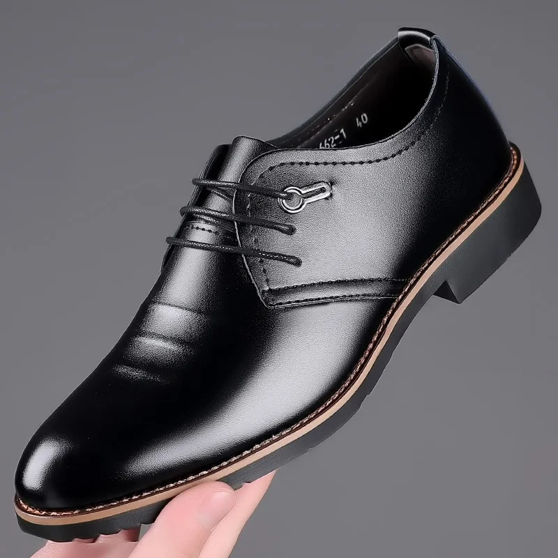 

2022 Spring Men's Luxury Business Oxford Leather Shoes Breathable Rubber Non-slip Dress Shoes Business Dress Wedding Flat Shoes