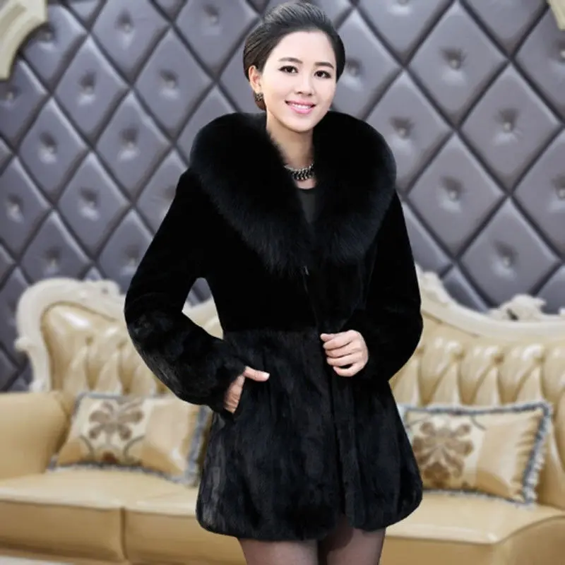 Women Real Fur Coat Winter Jacket Oversize Female Natural Loose Real Fur Blends Streetwear Natural Rabbit Fur Outerwear G401