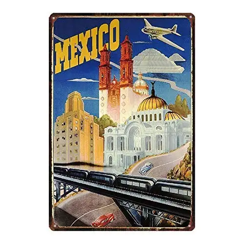 

Metal Tin Sign Mexico The View of The City Pub Outdoor Bar Retro Poster Home Kitchen Restaurant Wall Decor Signs 12x8inch
