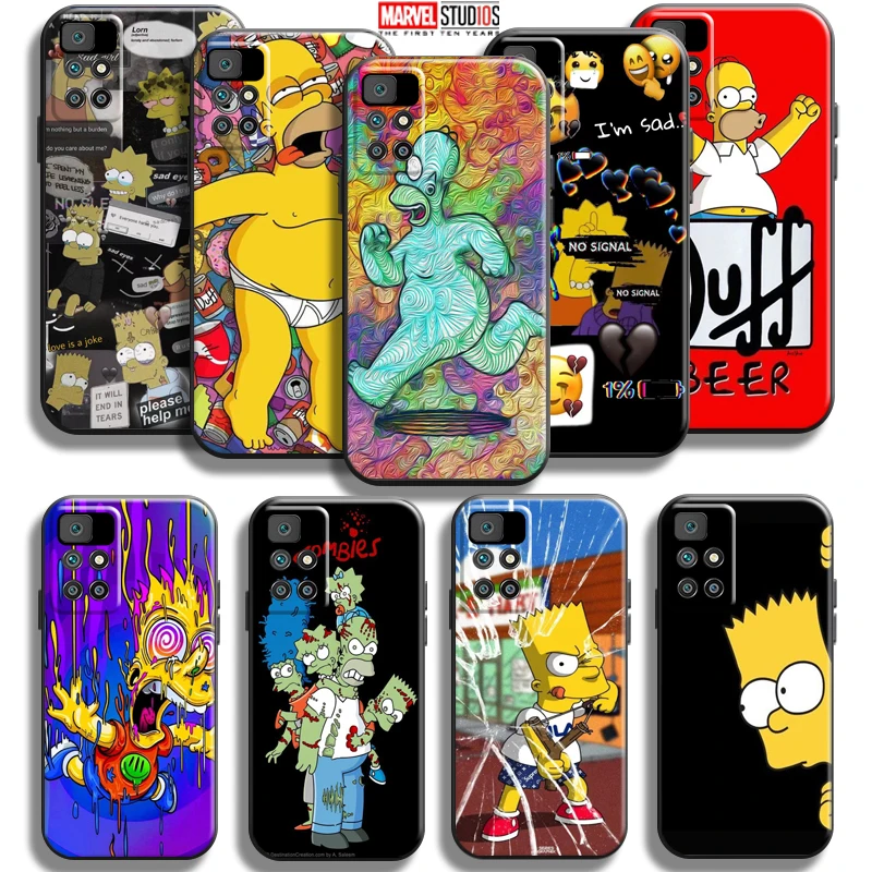 

Cute Homer S-Simpsons Family Phone Case For Xiaomi Redmi 10 6.5 Inch Carcasa Funda Liquid Silicon Black