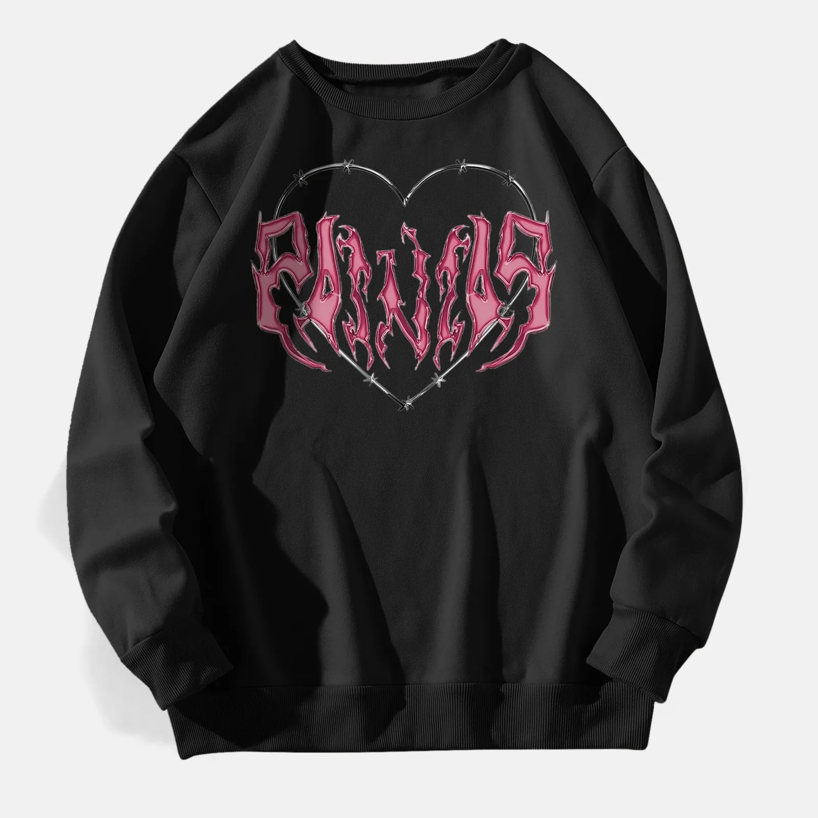 

Womens Hoodies Gothic Long Sleeved Sweater Solid Color Top All Macth Pink Love Printed Pullover Women'S Hooded Pullover Shirts