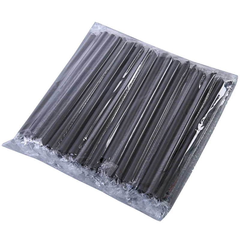 

100 Pcs/pack Pearl Milk Tea Clear Black Coloured Long Thick Straws Pearl Boba Milk Tea Smoothie Drink Party Tools