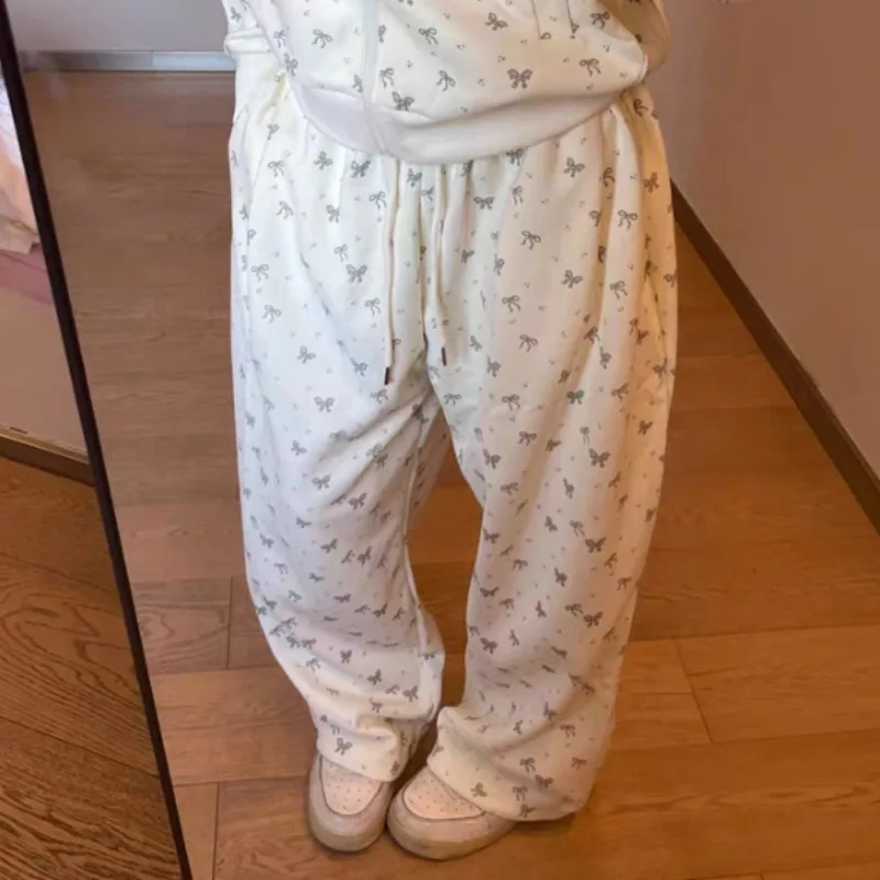 Deeptown Y2k Брюки большого размера с бантом в американском стиле Повседневные