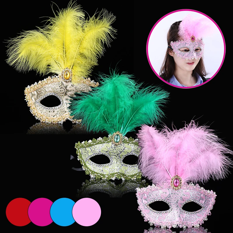 

Mask For Masquerade Halloween Costume Makeup Props Feathers Party Mask Costume Eyemask Halloween Supplies Party Accessoires