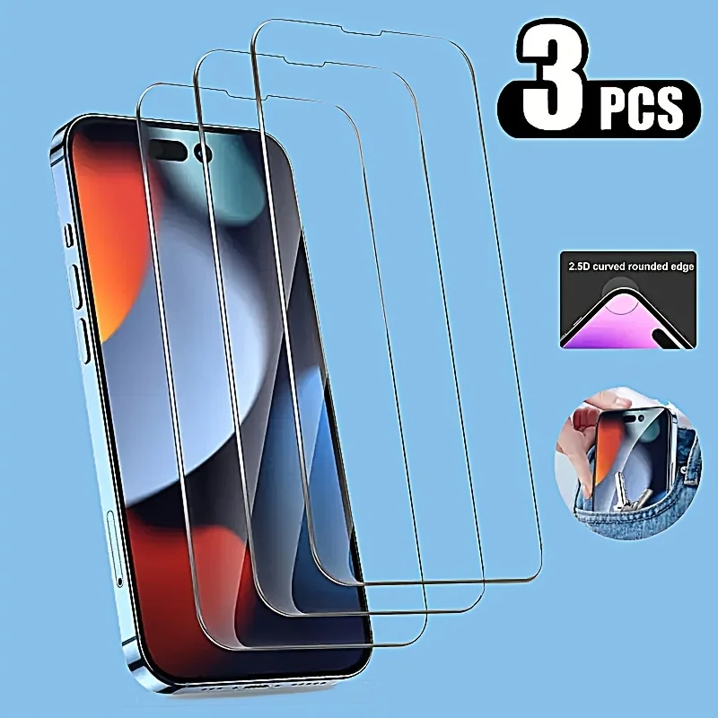 

3pcs Tempered Glass Screen Protector For IPhone 12 13 15 11 14 Pro Max Screen Protective Film For IPhone X XR XS Max 7 8Plus