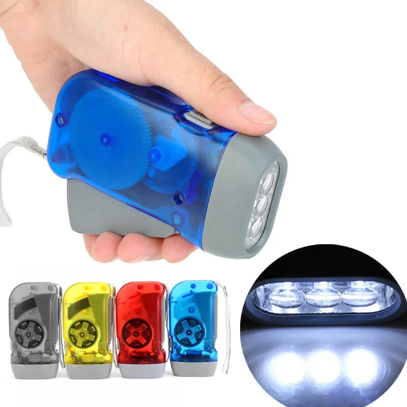 

3 LED Hand Pressing Dynamo Crank Power Wind Up Flashlight Torch Light Hand Press Crank Camping Lamp Light for Outdoor Home