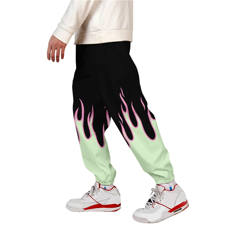 

Trendy Popular 3D Print Red And Yellow Flame Long Pant Men Women Streetwear Fashion jogging pants Spring Summer Sweatpant