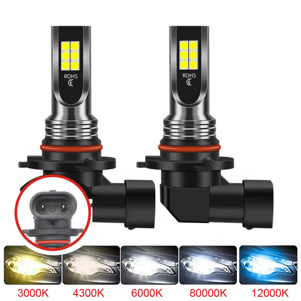 2Pcs 9005 9006 H11 H8 H9 H10 H1 H3 Car Fog Light Bulbs DRL H4 H7 Auto Driving Running Lamps Headlight 6000K 12000LM 80W 12V