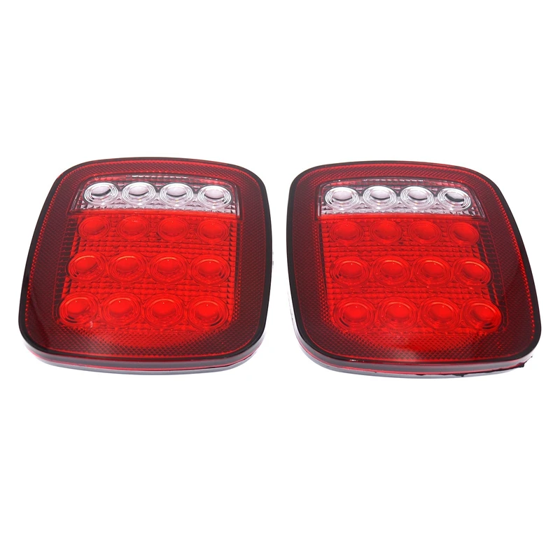 

2 шт. 16 светодиодов, квадратный стоп-сигнал, задний фонарь, красный/белый, два цвета, универсальные габаритные огни для Jeep Wrangler JK TJ CJ YJ