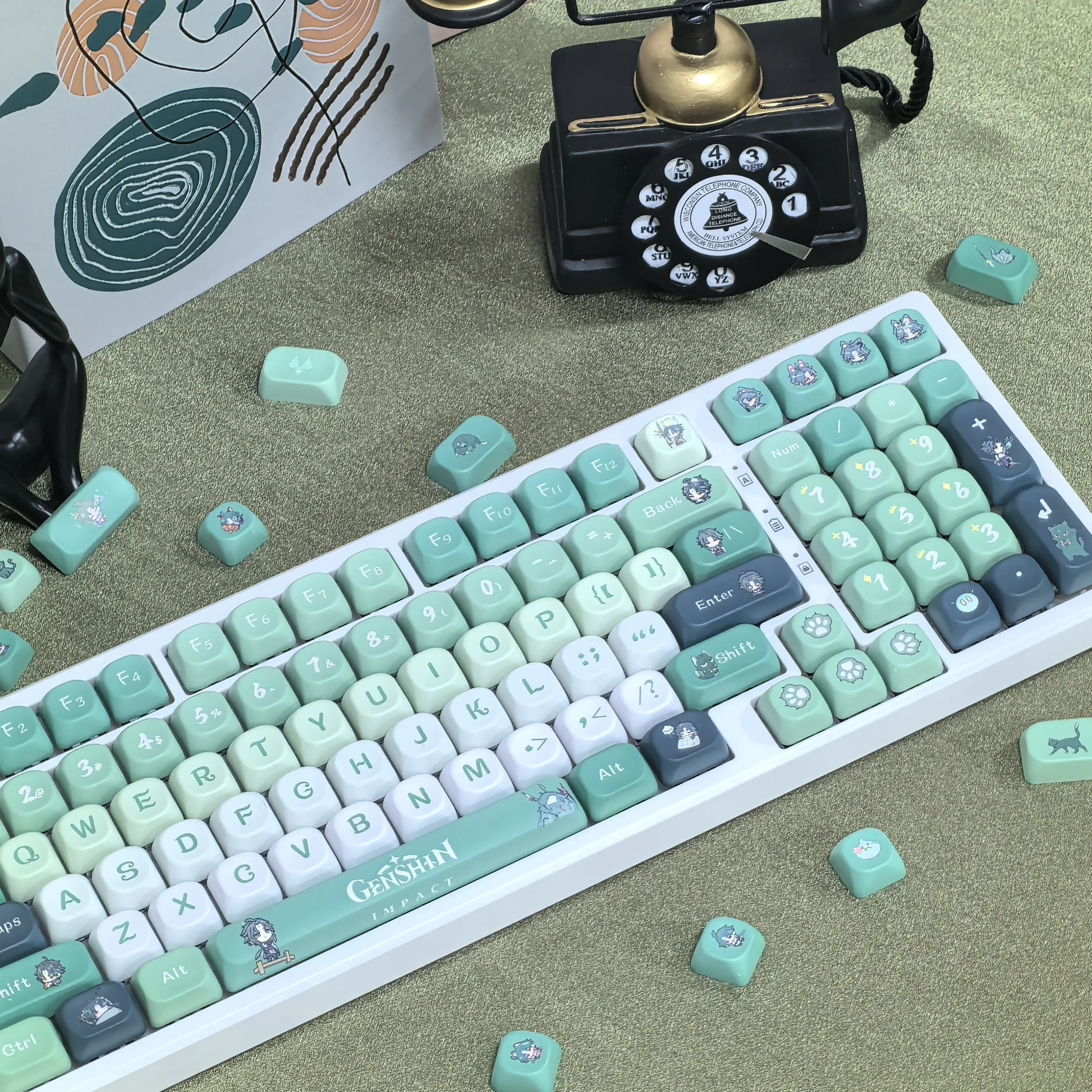 XIAO Fufu Keycap Genshin Impact 137 клавиш милый MOA PBT для Diy 87/98/104/108Mx переключатель игра