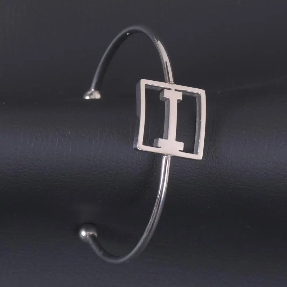 

Hol Style Stainless Steel I Letter Silver Color Name Cuff Bangle